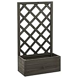 vidaXL Madera Abeto Jardinera Enrejada de Jardín Maceta Planta Caja Flores Pérgola Soporte Trepadoras Porche Cenador Decoración Patio Gris 50x25x90 cm