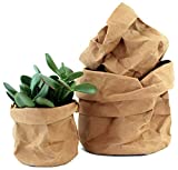 Set 3 Macetas Decorativas Ecológicas - Cubremacetas de Papel Kraft, Maceteros Decorativos Interior o Tiestos para Plantas Pequeñas - Organizadores y Cestas Almacenaje Baño