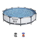 Bestway 56416 - Piscina Desmontable Tubular Steel Pro Max 366x76 cm Depuradora de Cartucho 1.249 litros/hora, Color Multicolor, 150x38x75 cm