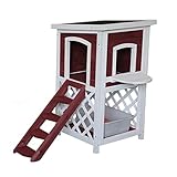 zuyang Casetas para Perros Casa para Gatos de Doble Capa para Interiores y Exteriores casa para Mascotas de Madera Resistente a la Intemperie Exterior
