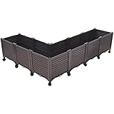 ZYFYMXDD Jardinera de Cultivo Rectangular,Maceteros de Plástico para Plantas,Macetero Grande con Ruedas para Exterior, Jardín Balcón o Terraza Huerto Urbano,Profundidad 30cm