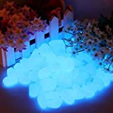 200 Piezas Piedras Luminosas Azul, 200 Piezas Piedras Decorativas Guijarros, Piedras Decorativas del Jardín para Las Calzadas Decoración al Aire Libre Tanque de Peces de Acuario Camino Lawn Yard