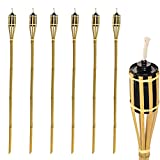 Harbour Housewares 6 Piezas de bambú Jardín Antorcha Tiki Set - 114cm Estilo Aceite de parafina antorchas Tradicionales - Naturales
