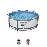 Bestway - Piscina Desmontable Tubular Bestway Steel Pro MAX 305x100 cm con Depuradora Cartucho 1.249 L/H con Escalera