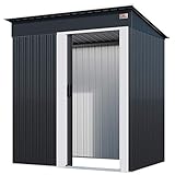 Gardebruk Cobertizo metálico Caseta de Jardin para Almacenamiento de Herramientas 181x162x86 Antracida Puerta corrediza