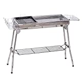 Outsunny Barbacoa de Carbón Portátil Parrilla de Carbón Plegable Barbacoa de BBQ Vegetal al Aire Libre Facil de Llevar para Exterior Acampada Picnic 104x33x70cm