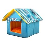 JEELINBORE Plegable Portátil Caseta Casa para Mascota Cama para Perro o Gato (Azul, S: 35 * 30cm)