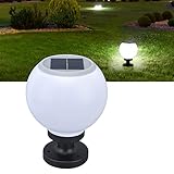 Uadme Columna de Globo Solar, Globo de luz, Farol de Poste para Exteriores, lámpara LED Redonda para Exteriores, Poste de luz Exterior para jardín, Patio, Pasarela al Aire Libre