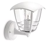 Philips MyGarden Creek Aplique de exterior sin sensor, empotrado, casquillo gordo E27, bombilla no incluida, 23.5 cm, blanco