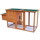 Susany Gallinero Exterior Grande Hecho de Madera con Puerta Zona Cerrada y Espacio Conejera Jaula Grande Gallinero de Madera con 1 Jaula para Huevos 192 x 75 x 103 cm