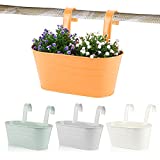 ABSDON Kit 4pcs Macetas Colgantes de Metal Colores Macetero Colgar con Doble Ganchos Desmontables para Decoración Exterior Balcón Jardín Patio Pared Terraza(27,5 x 22 x 14 cm con Gancho)