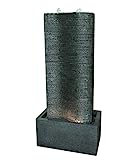 Dehner Muro - Fuente de jardín con iluminación LED, Aspecto de Piedra, Aprox. 80,5 x 37 x 22,5 cm, polirresina, Color Gris Oscuro
