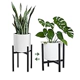 O'woda Soporte para Plantas de Hierro, Soporte de Maceta Expandible, Soporte para Exhibición de Macetas para Flores, Estante en Maceta para Interiores y Exteriores, 21-30 cm, Negro