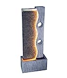 Dehner Fuente de jardín Eclipse con iluminación LED, Aprox. 100 x 40 x 19,8 cm, polirresina, Color Gris