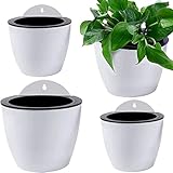 Qixuer 4 Piezas Automática Absorción de Agua para Pared Macetas,Macetas de Plástico para Colgar para Hogar Oficina Flor Balcón Cerca Adornos de Jardín (2 Tamaños)