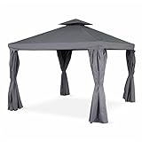 Alice's Garden - PГ©rgola de aluminio - Divodorum 3x3m - Lona gris - Cenador con cortinas, estructura de aluminio