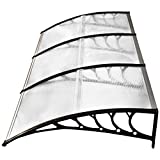 Outsunny Tejadillo de Protección 295x90 cm Marquesina para Puertas y Ventanas contra Sol y Lluvia con Paneles de Policarbonato Barras de Aleación de Aluminio Transparente