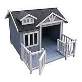 WilTec Caseta Perros XL Gris Luxus Perrera Madera balcón terraza jardín Exterior Mascotas