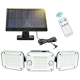 ã3 CabezasãLuces solares LED exterior jardÃn, 3modos/224LEDs/IP65 Focos LED exterior solares, Luz LED con sensor de movimiento/5m Cable/270°Iluminación para JardÃn/Garaje/Sendero-Clase Energética A+++