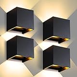 CANMEIJIA Aplique pared Exterior, 12W Impermeable IP65 Lampara de pared Interior Exterior Luz Cálida 3000K 1000â¯lm Ãngulo ajustable Lámpara Pared Blanco para Porche Salón Dormitorio