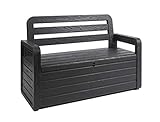 Toomax - Baúl Foreverspring con asiento para 2 personas, 270 litros, fabricado con resina de efecto madera, 132,5 x 58 x 89 cm, art. 599, color antracita