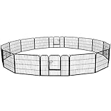 Yaheetech 16pcs Vallas para Perros Extensible Plegable Vallas para Jardin Metalicas Jaula Perro Grande Exterior Corrales para Cachorro 80x60cm