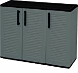 Armario de mediana altura en polipropileno, material reciclable y ecológico sostenible, está equipado con bisagras de acero y estantes ajustables, dimensiones L 1020 x P370 x H 840 mm.