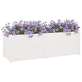 Deufre Jardineras Exterior 150 x 50 x 50 cm, Maceteros de Madera para Plantas, Macetero Grande,Jardinera de Madera,Jardín Balcón o Terraza Huerto Urbano Blanco