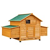 PawHut Gallinero Grande de Madera de Abeto con Bandeja Extraíble Resistente a la Intemperie con 2 Nidos con Techo Abatible 150x100x96.5cm