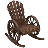 Outsunny Mecedora Rústica de Madera Maciza para Exteriores Sillón Balancín de Terraza o Jardín 88x68x97 cm Color Madera Envejecida
