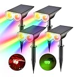 Linkind Luces Solares LED Exterior Jardin, Foco Solar con Sensor de Luz, Luz de 8 Colores Cambiado , Lámpara Solar Impermeable IP67 para Iluminación de Caminos, Patio, Terreza, Césped (4 Piezas)