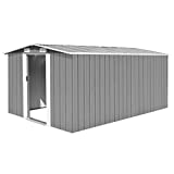 Tidyard Caseta de Jardín Exterior con 4 Ventilación para Almacenamiento de Herramientas de A Prueba de Polvo y Resistente a la Intemperie de Acero Galvanizado 257x398x178 cm Gris