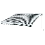 Outsunny Toldo Eléctrico Retráctil con Función Manual con Manivela y Mando a Distancia 300x250 cm para Ventanas Puertas de Rayas Verde y Blanco