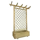 MOONAIRY Pérgola con Jardinera de Madera, Pergolas De Madera, para Exterior Jardin, 162x56x204 cm