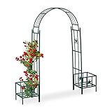 Relaxdays PГ©rgola de jardГ­n para maceteros, Soporte para trepadoras, Metal, 226 x 204 x 45 cm, Verde