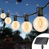 Guirnalda Luces Exterior Solar, iBaycon 9.9M Luces Solares LED Exterior Jardin 25+2 G40 LED Bombilla, 4 Modos De Iluminación Luces Colgantes IP44 Impermeable guirnalda bombillas para Patio