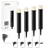 Xelloo Set de iluminación de jardín Maze, 12 v, 4 luminarias de Aluminio/PVC LED de 1 W Blanco cálido con Espiga, IP44 Resistente al Agua y conexión Deslizante, autoinstalación fácil y Segura