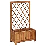 Kstyhome Arriate de jardín con Enrejado, Jardineras, Soporte Macetas Ventana, Jardineras Grandes, Jardinera Balcon, Jardinera con Celosia, Madera de Acacia