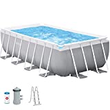 INTEX 26790NP - Piscina desmontable INTEX, 400 x 200 x 122 cm, 8.418 litros, Rectangular, Con depuradora cartucho, 2.006 litros/hora, filtro tipo A, Piscina Prism Frame, Para 4 personas, Multicolor