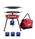 Campata Barbacoa de gas multifuncional y hornillo de gas, parrilla portátil para camping y cocina de camping 3 cartuchos de gas de 500 g, barbacoa para balcón