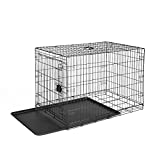 Amazon Basics - Jaula para perro de alambre metálico, plegable, con bandeja, puerta única, 106,7 cm