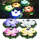 4 Piezas Luz de Loto Solar, Luz Flotante de Loto LED RGB Impermeable al Aire Libre, Utilizada Para Jardín, Césped, Piscina, Decoración de Estanques