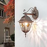 Aplique de exterior SALZBURG estilo Tiffany Farol elemento de cristal color cobre antiguo estilo vintage E27 A:43 cm ideal para jardín
