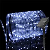 Cadena de luces solares para exteriores,100 LED resistente al agua alambre de cobre 8 modos decoración solar para jardín, balcón, terraza, árboles, boda, Navidad, fiestas(color blanco frío)