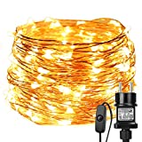 LE 10m 100 LED Guirnalda Luces Exterior Interior con Enchufe, Impermeable IP65 Luces de Hadas, Blanco Cálido Luz de Decoración con Alambre de Cobre, Decorar Fiesta, Boda, Navidad, Balcón, Jardín etc.
