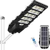 500W Farola Solar Del atardecer al Amanecer, Farola Exterior Solar P66 Impermeable 6500K Blanco Frío, Farola Solar LED 50000LM Con 3.2V / 40,000mAh, 825 LEDS