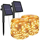 litogo [2 Pack] Guirnaldas Luces Exterior Solar, Luces Led Solares Exteriores Jardin 12m 120 LED 8 Modos Cadena de Luces Decoracion para Navidad, Terraza, Fiestas, Bodas, Patio, Jardines, Festivales