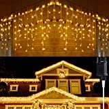 ESMART Cortina Luces Navidad Exterior 400 LED 10M, Guirnaldas Luminosas de Exterior 8 Modos de Iluminación Impermeable Interior/ Exterior para Decoración Navidad, Fiestas, Hogar, Jardín, Boda