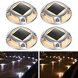 AGPTEK 4 x Luz Solar Exterior Luces Solares Jardín Impermeable Lámpara Solar Auto ON/OFF Luz Solar Suelo 2 Color Modos para Patio, Garaje, Camino, Escaleras Aceras Pasillos (Blanco Cálido/Frío)