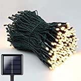 Guirnalda Luces Exterior Solar - NEXVIN 20M 200 LED Luces Navidad Exterior Solares Blanco Calido, Cadena de Luces Navidad, 8 Modos Luces LED Decorativas Impermeable para Decorar Arbol, Patio, Jardin